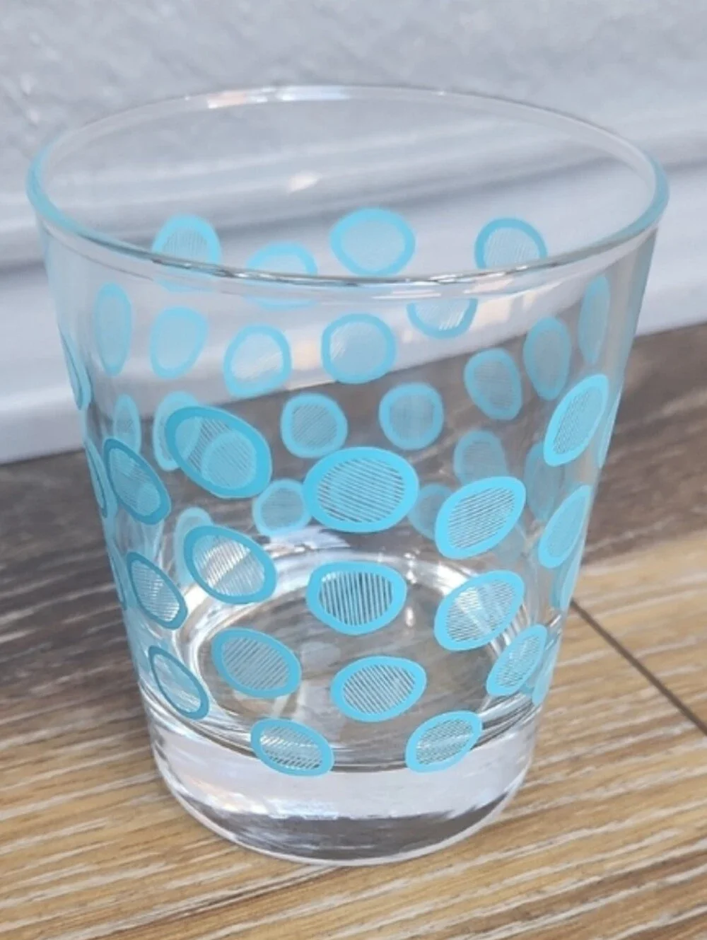 IKEA Kremla Blue Dot Clear Glass Juice Cup